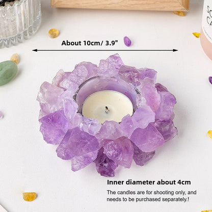 Sheehas Feng Shui Lotus Natural Crystal Raw Stone Candle Holder - 我的商店 - 