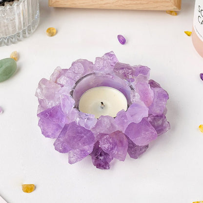 Sheehas Feng Shui Lotus Natural Crystal Raw Stone Candle Holder - 我的商店 - 