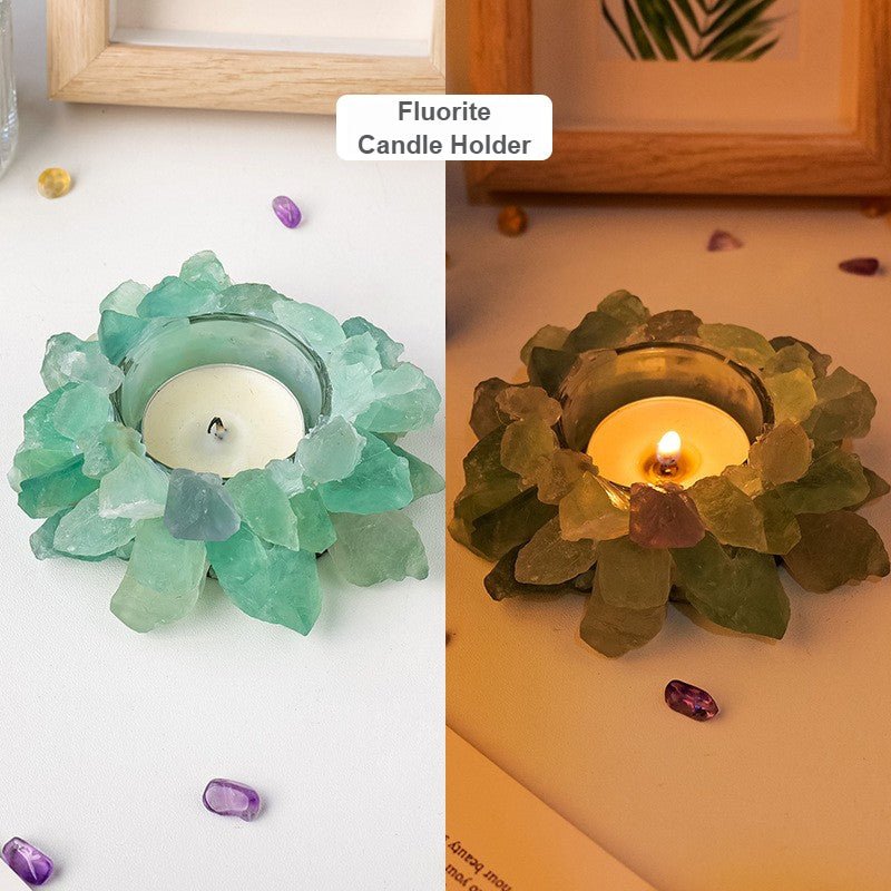 Sheehas Feng Shui Lotus Natural Crystal Raw Stone Candle Holder - 我的商店 - 