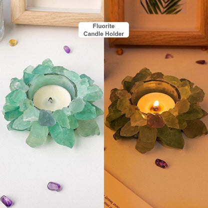 Sheehas Feng Shui Lotus Natural Crystal Raw Stone Candle Holder - 我的商店 - 