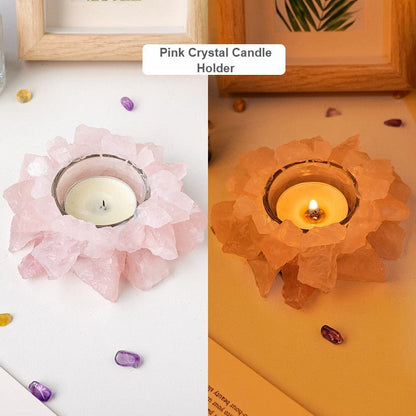 Sheehas Feng Shui Lotus Natural Crystal Raw Stone Candle Holder - 我的商店 - 