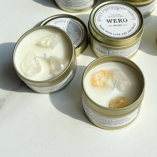 Sheehas Feng Shui Metal Canned Crystal Stone Aromatherapy Candle - Positive Emotion Boost - 我的商店 - aromatherapy for home