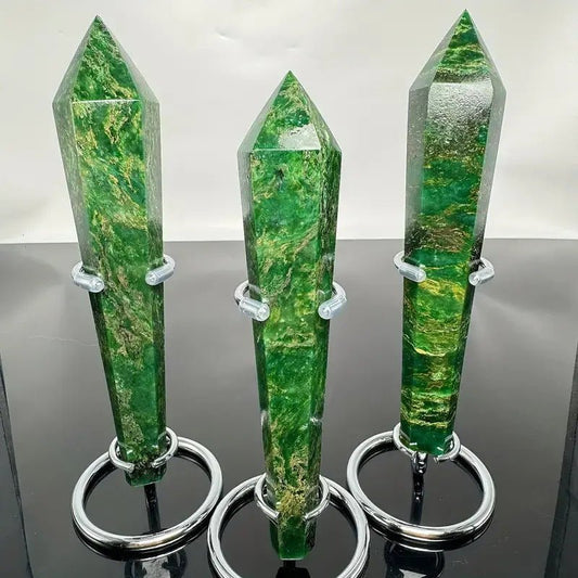 Sheehas Feng Shui Natural Crystal Emerald Scepter - The Sacred Object for Body - Mind Harmony and Energy Initiation ( Height: 5.9" - 6.2") - 我的商店 - 