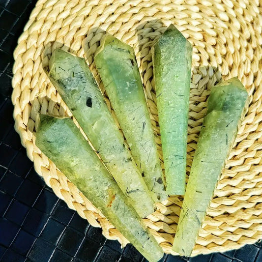 Sheehas Feng Shui Natural Crystal Prehnite Scepter - The Sacred Object for Life Energy Fortune Initiation ( Height: 5.5" - 6.3" ) - 我的商店 - 