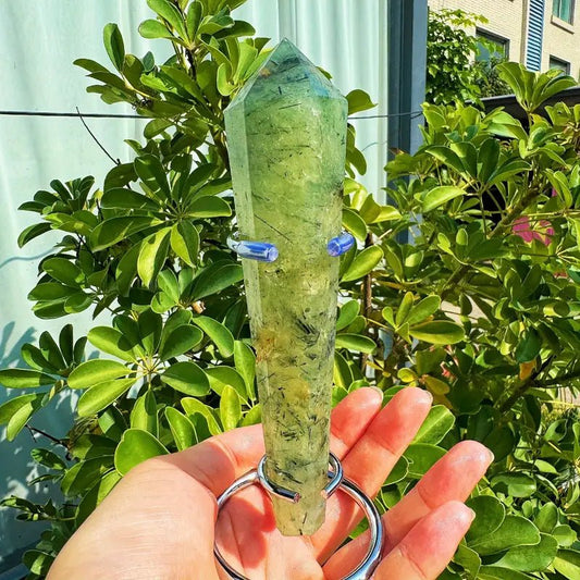 Sheehas Feng Shui Natural Crystal Prehnite Scepter - The Sacred Object for Life Energy Fortune Initiation ( Height: 5.5" - 6.3" ) - 我的商店 - 