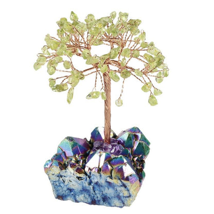 Sheehas Feng Shui Natural Crystal Tree of Life with Electroplated Crystal Cluster Base - 我的商店 - 