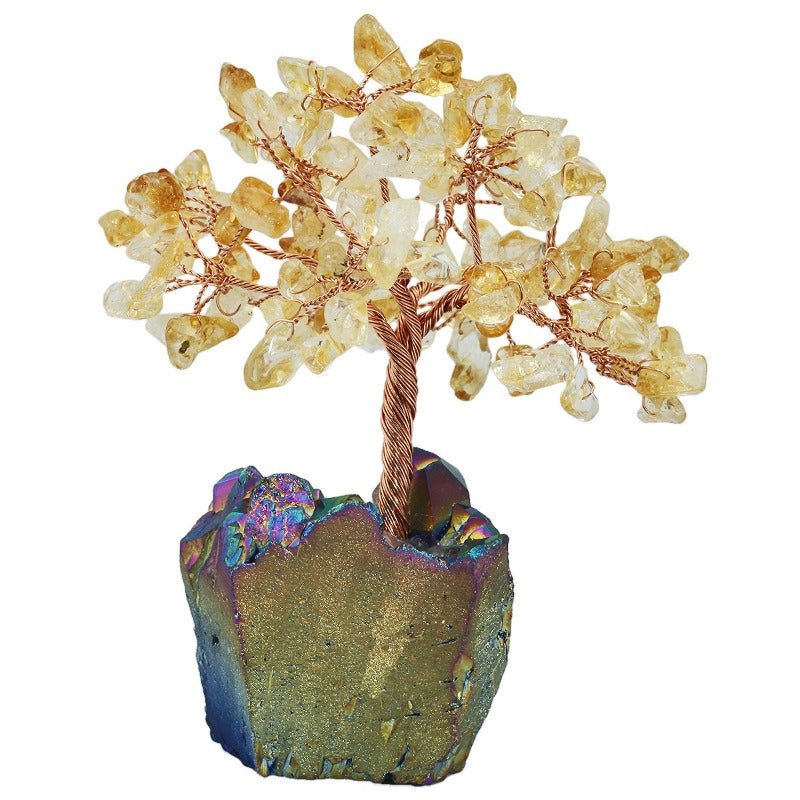 Sheehas Feng Shui Natural Crystal Tree of Life with Electroplated Crystal Cluster Base - 我的商店 - 