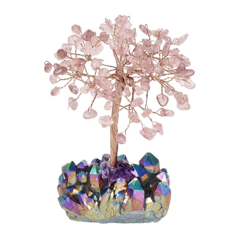Sheehas Feng Shui Natural Crystal Tree of Life with Electroplated Crystal Cluster Base - 我的商店 - 