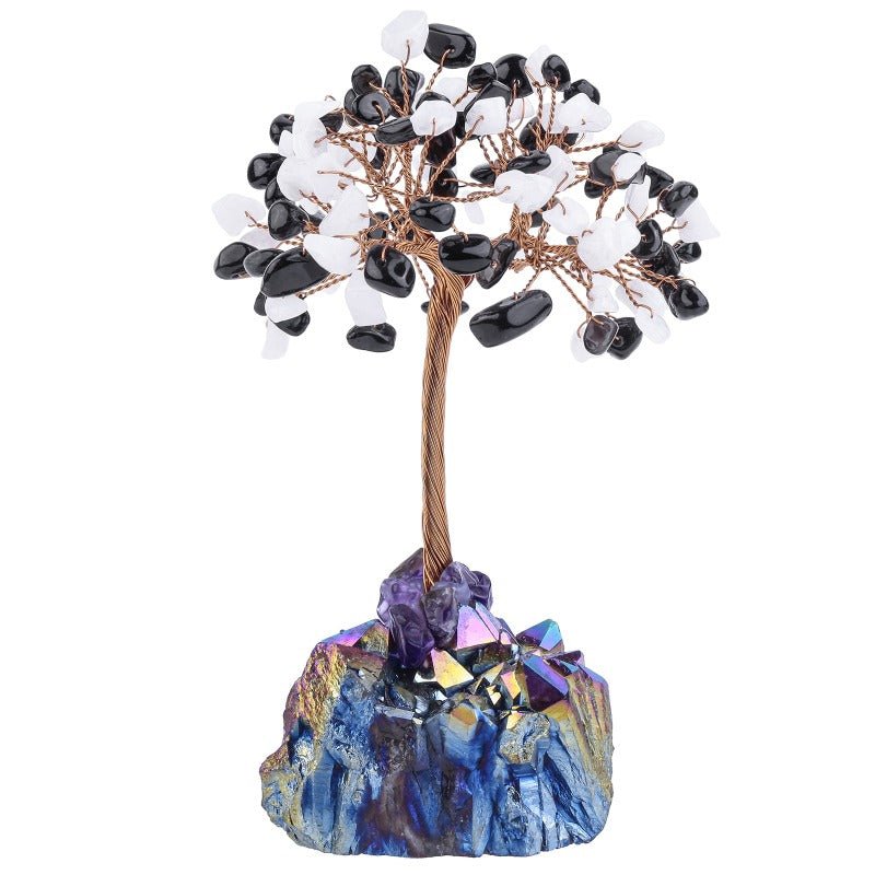 Sheehas Feng Shui Natural Crystal Tree of Life with Electroplated Crystal Cluster Base - 我的商店 - 