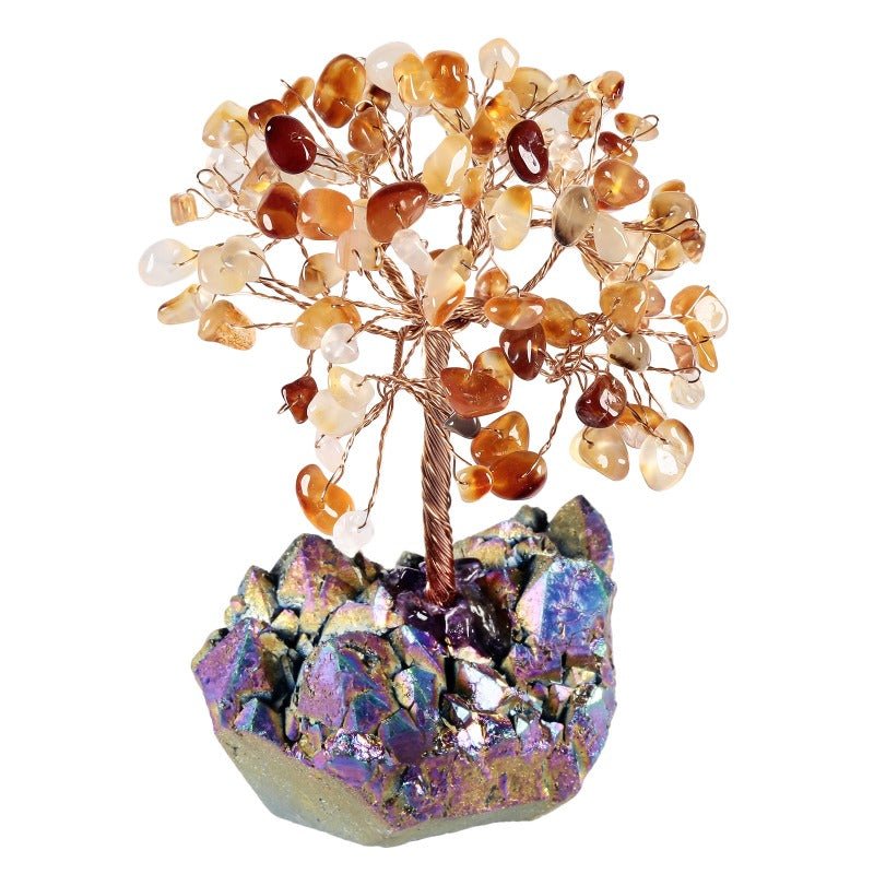 Sheehas Feng Shui Natural Crystal Tree of Life with Electroplated Crystal Cluster Base - 我的商店 - 
