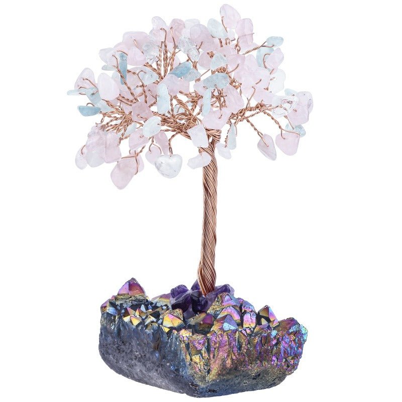 Sheehas Feng Shui Natural Crystal Tree of Life with Electroplated Crystal Cluster Base - 我的商店 - 