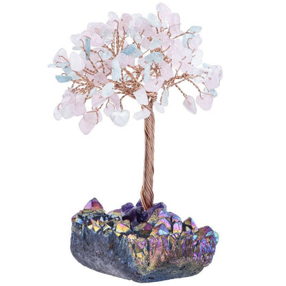 Sheehas Feng Shui Natural Crystal Tree of Life with Electroplated Crystal Cluster Base - 我的商店 - 