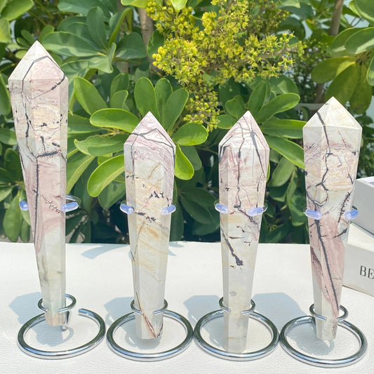 Sheehas Feng Shui Natural Flower - Like Agate Scepter - The Sacred Object for Spiritual Rhyme, Zen and Wisdom Enlightenment ( 6.2" - 6.7") 