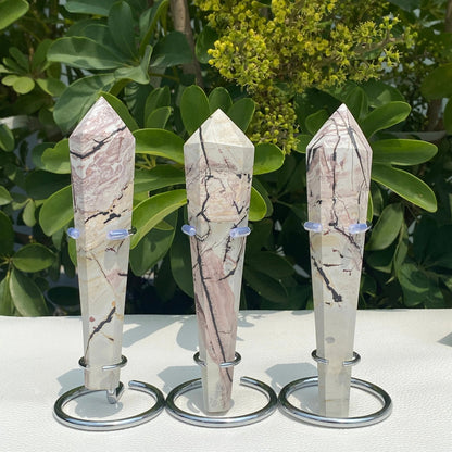 Sheehas Feng Shui Natural Flower - Like Agate Scepter - The Sacred Object for Spiritual Rhyme, Zen and Wisdom Enlightenment ( 6.2" - 6.7") 