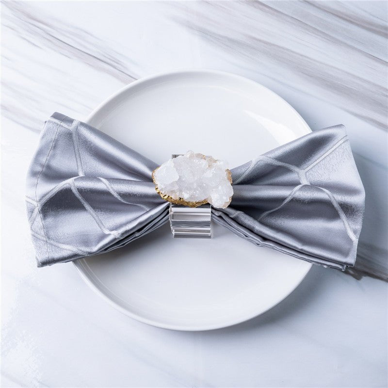 Sheehas Feng Shui Natural Hollow Agate Cluster Gold - Foil - Wrapped Napkin Ring - Spiritual Rhyme Energy Gathering (4 pcs) - 我的商店 - 