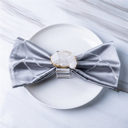 Sheehas Feng Shui Natural Hollow Agate Cluster Gold - Foil - Wrapped Napkin Ring - Spiritual Rhyme Energy Gathering (4 pcs) - 我的商店 - 