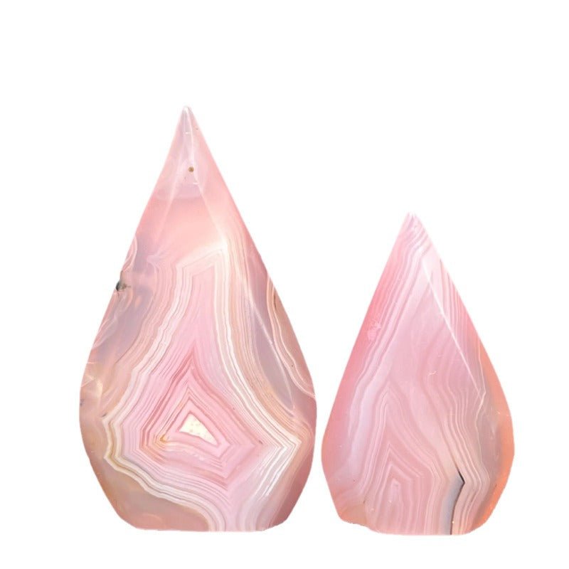 Sheehas Feng Shui Natural Pink Agate Flame Shaped Carving Ornament - Encounter with Love - 我的商店 - Ornaments