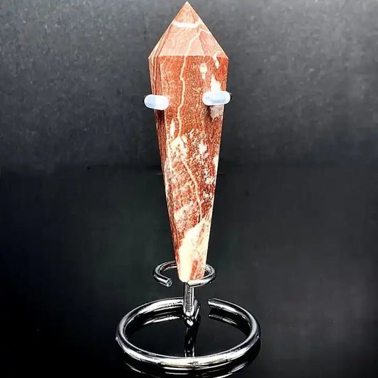 Sheehas Feng Shui Natural Rosy Cloud Agate Scepter - The Divine Tool for Five z - Element Balance and Fortune Initiation (Height: 4.3" - 5.9") - 我的商店 - Artwork in Decor