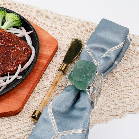 Sheehas Green Fluorite Napkin Rings (4 pcs) - 我的商店 - tablecloth clip