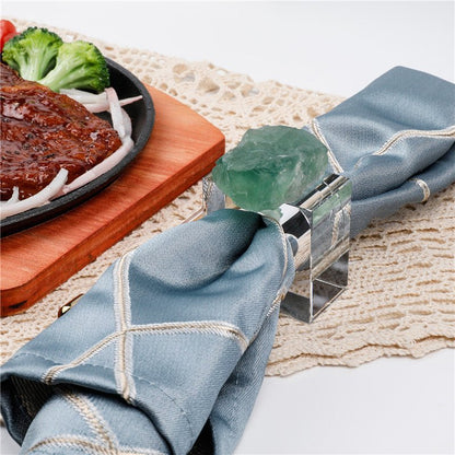 Sheehas Green Fluorite Napkin Rings (4 pcs) - 我的商店 - tablecloth clip