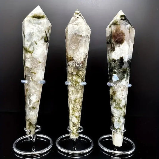 Sheehas Green Tourmaline & Silver Mica Scepter - Heart Chakra Healing ( Height: 7" - 8" ) - 我的商店 - 