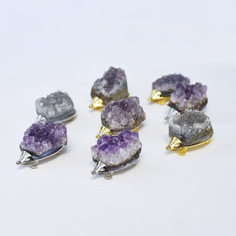 Sheehas Natural Amethyst Chakra Healing Cute Hedgehog Decoration - 我的商店 - 
