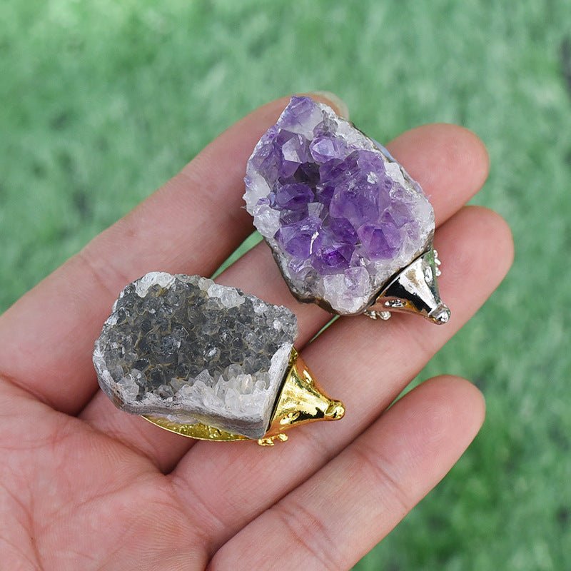 Sheehas Natural Amethyst Chakra Healing Cute Hedgehog Decoration - 我的商店 - 