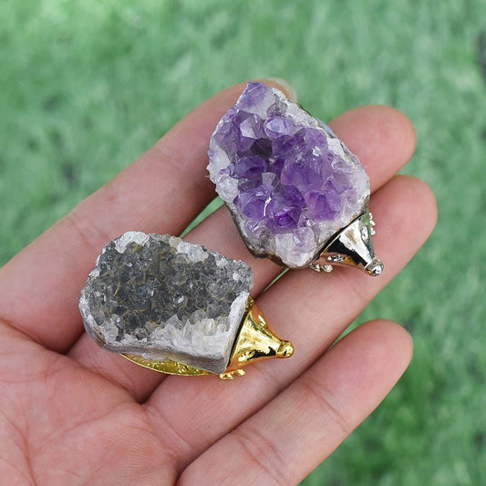 Sheehas Natural Amethyst Chakra Healing Cute Hedgehog Decoration - 我的商店 - 