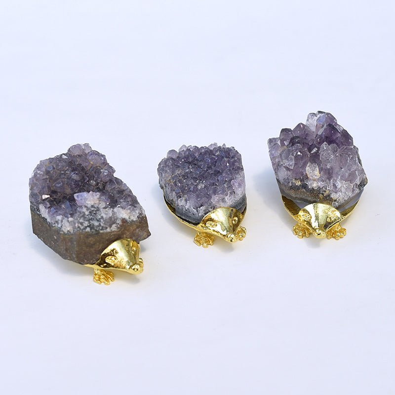 Sheehas Natural Amethyst Chakra Healing Cute Hedgehog Decoration - 我的商店 - 