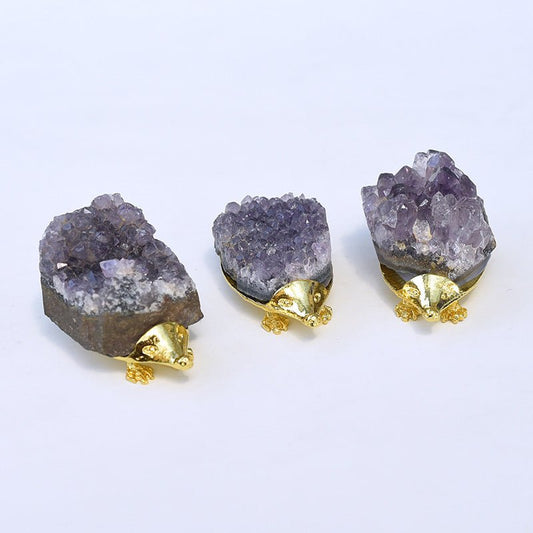 Sheehas Natural Amethyst Chakra Healing Cute Hedgehog Decoration - 我的商店 - 