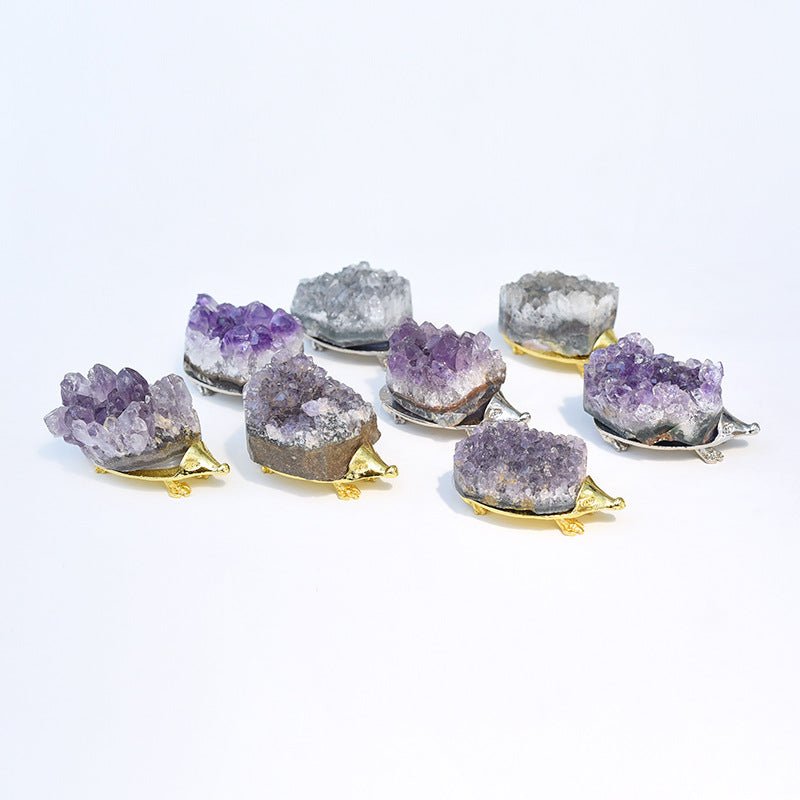 Sheehas Natural Amethyst Chakra Healing Cute Hedgehog Decoration - 我的商店 - 