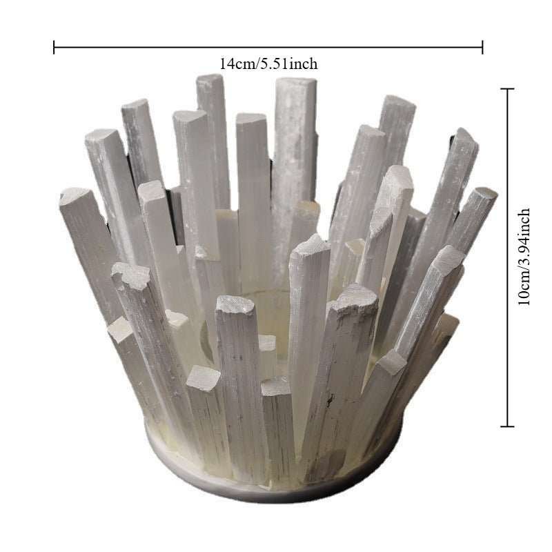 Sheehas Natural Transparent Selenite Energy Frequency Resonance Meditation Candle Holder ( Width 5.5" * Height 4") - 我的商店 - 