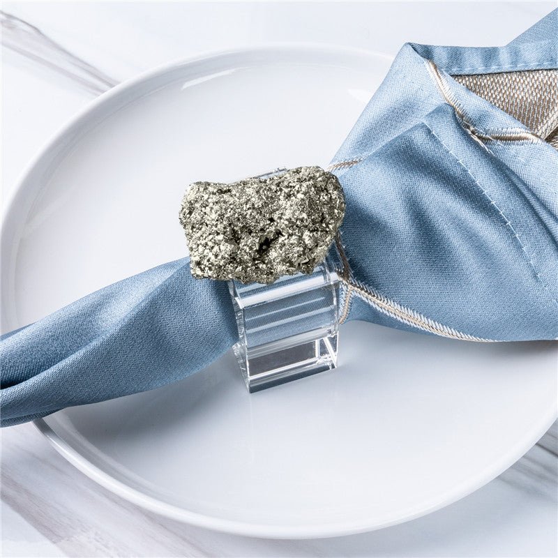 Sheehas Pyrite Crystal Cluster Napkin Rings (4 pcs) - 我的商店 - tablecloth clip