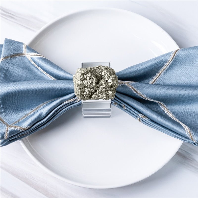 Sheehas Pyrite Crystal Cluster Napkin Rings (4 pcs) - 我的商店 - tablecloth clip