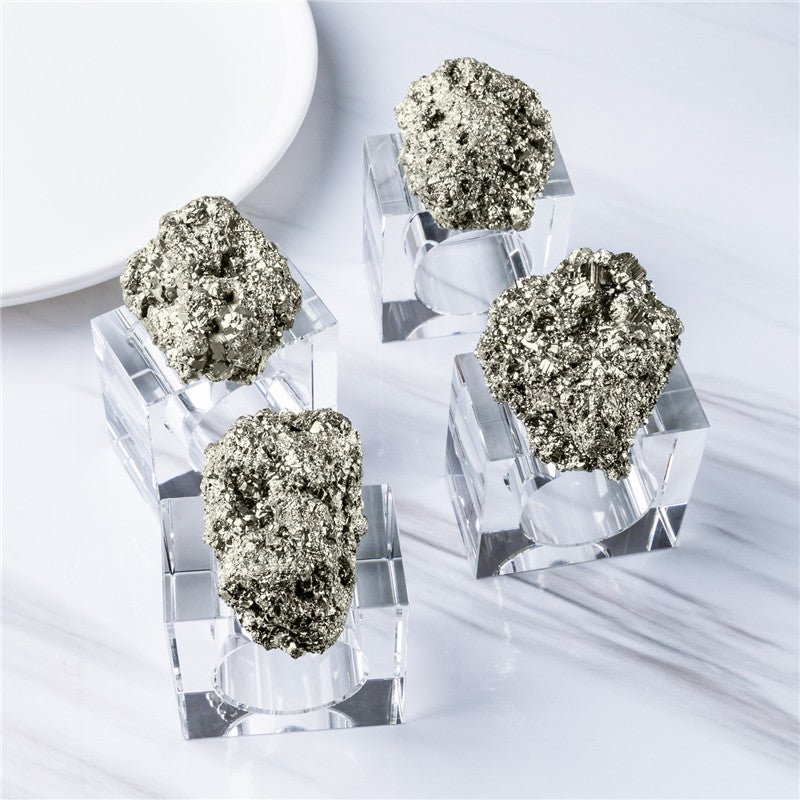 Sheehas Pyrite Crystal Cluster Napkin Rings (4 pcs) - 我的商店 - tablecloth clip