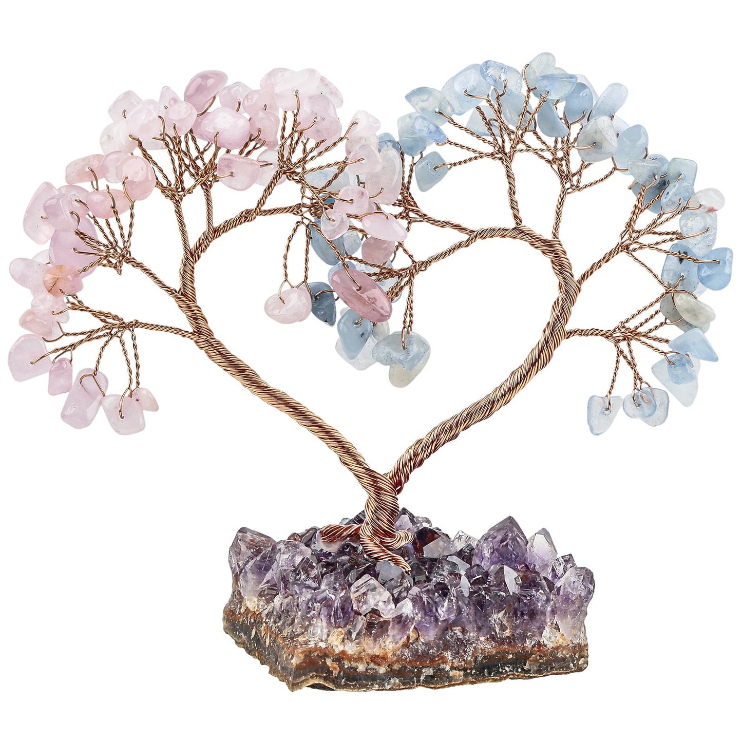 Sheehas Sacred Chakra Crystal Love Heart Tree with Natural Amethyst Cluster Base - 我的商店 - 