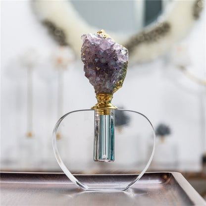 Sheehas Spiritual Guardian - Colored - Electroplated Amethyst Cluster Gold Rimmed Perfume Bottle - 我的商店 - 