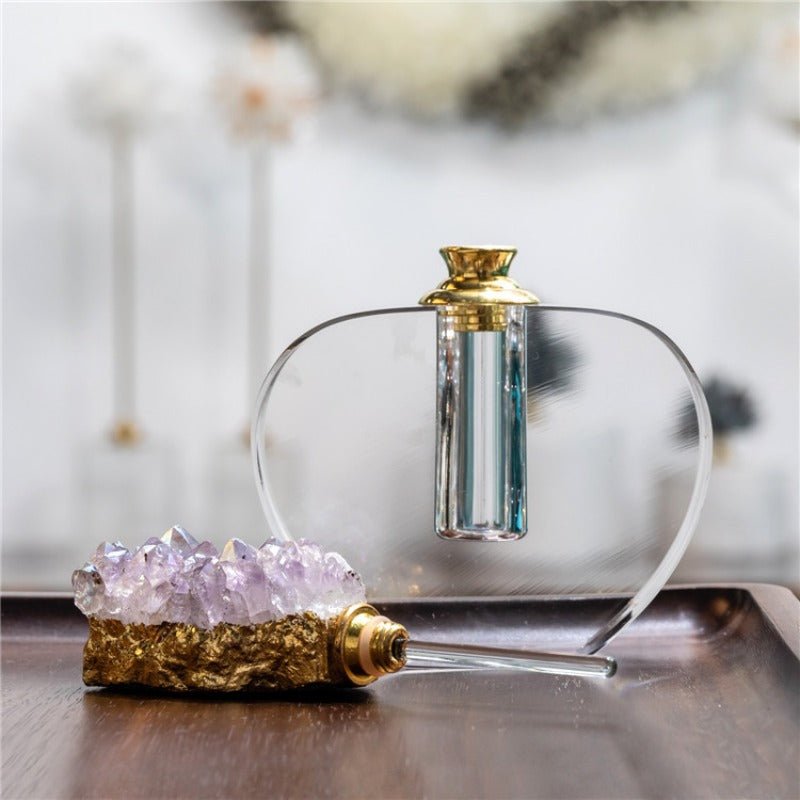 Sheehas Spiritual Guardian - Colored - Electroplated Amethyst Cluster Gold Rimmed Perfume Bottle - 我的商店 - 