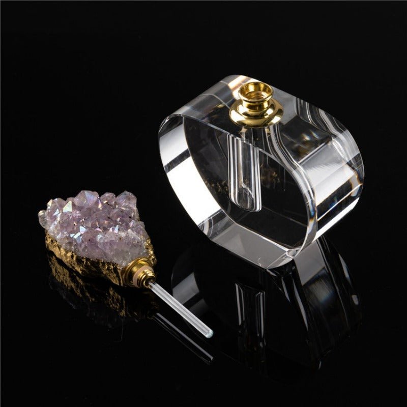 Sheehas Spiritual Guardian - Colored - Electroplated Amethyst Cluster Gold Rimmed Perfume Bottle - 我的商店 - 