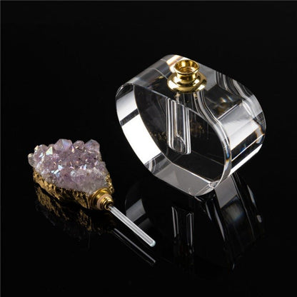 Sheehas Spiritual Guardian - Colored - Electroplated Amethyst Cluster Gold Rimmed Perfume Bottle - 我的商店 - 