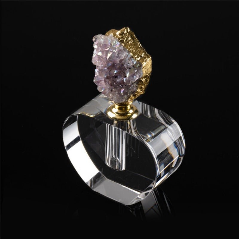 Sheehas Spiritual Guardian - Colored - Electroplated Amethyst Cluster Gold Rimmed Perfume Bottle - 我的商店 - 