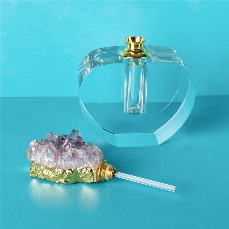 Sheehas Spiritual Guardian - Colored - Electroplated Amethyst Cluster Gold Rimmed Perfume Bottle - 我的商店 - 