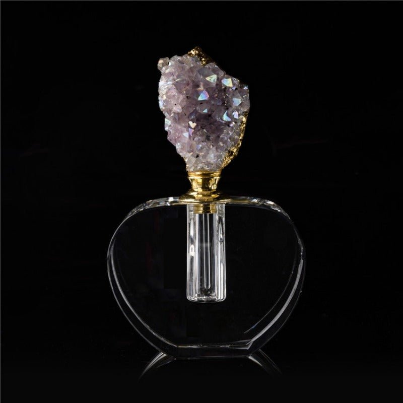 Sheehas Spiritual Guardian - Colored - Electroplated Amethyst Cluster Gold Rimmed Perfume Bottle - 我的商店 - 