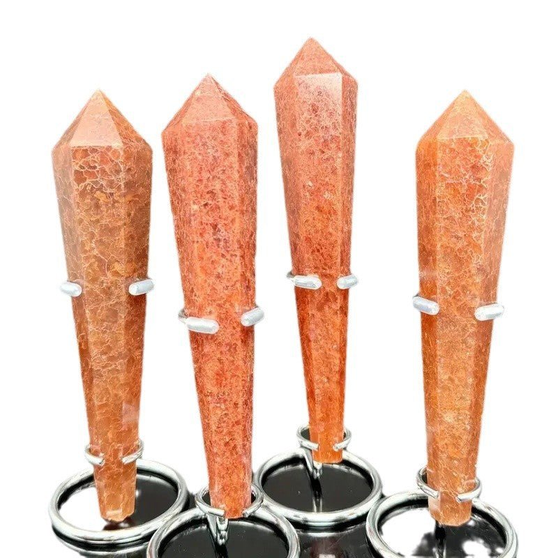 Sheehas Sunstone Strawberry Quartz Energy Scepter ( Height: 5.5" - 6.5" ) - 我的商店 - Artwork in Decor