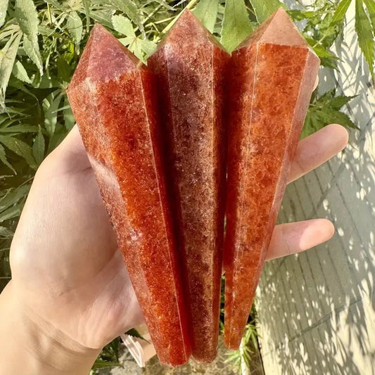 Sheehas Sunstone Strawberry Quartz Energy Scepter ( Height: 5.5" - 6.5" ) - 我的商店 - Artwork in Decor