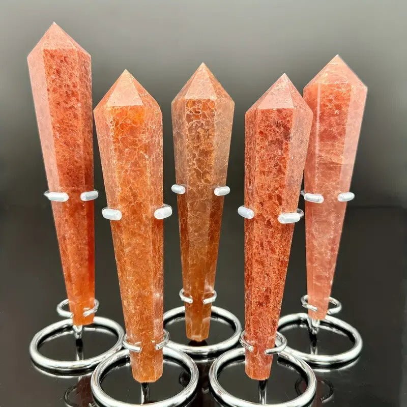 Sheehas Sunstone Strawberry Quartz Energy Scepter ( Height: 5.5" - 6.5" ) - 我的商店 - Artwork in Decor