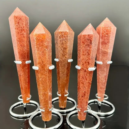 Sheehas Sunstone Strawberry Quartz Energy Scepter ( Height: 5.5" - 6.5" ) - 我的商店 - Artwork in Decor
